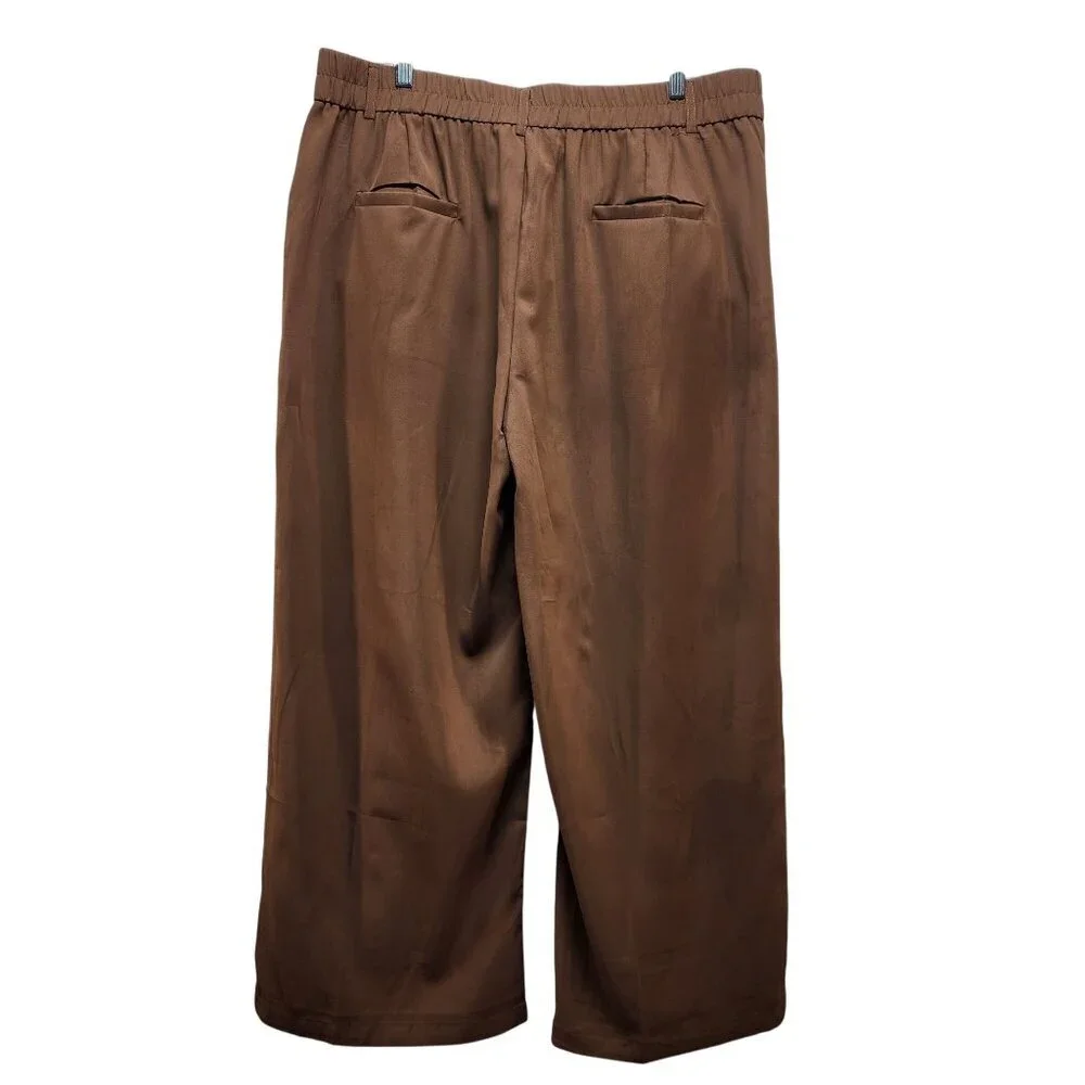 Wide-Leg Brown Womens Dress Pants Size 2XL - Picture 4 of 9